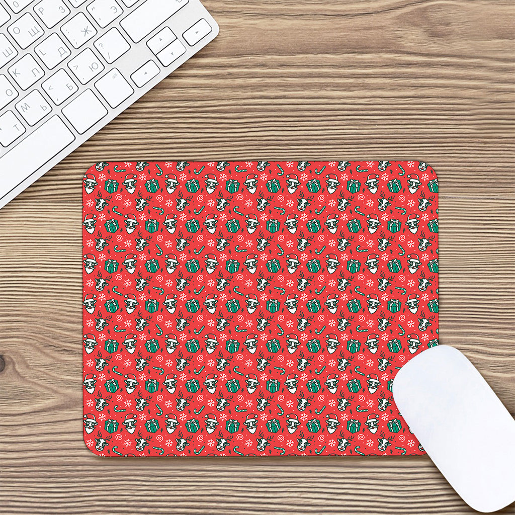 Christmas Cow Pattern Print Mouse Pad