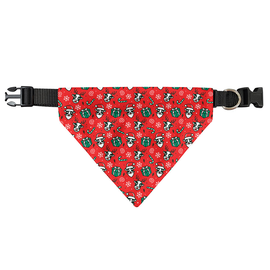 Christmas Cow Pattern Print Over The Collar Dog Bandana