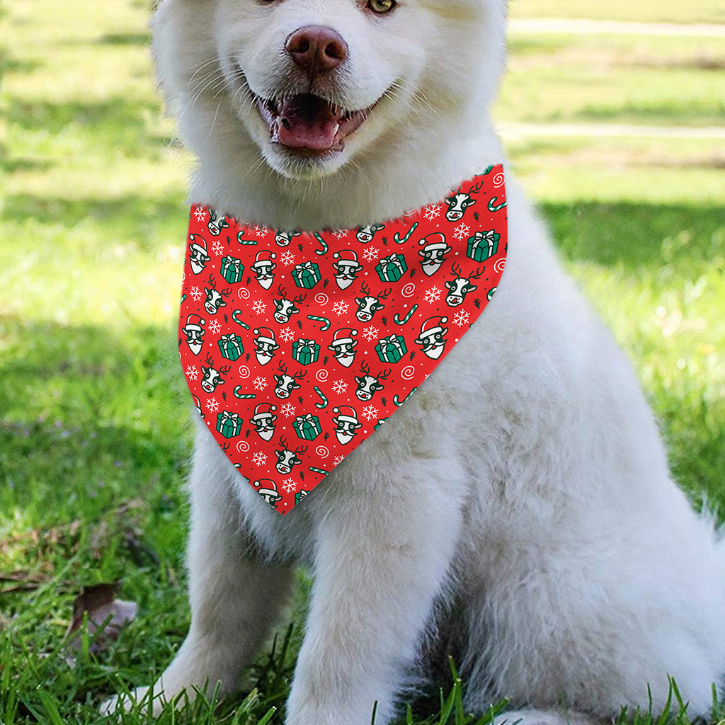 Christmas Cow Pattern Print Over The Collar Dog Bandana