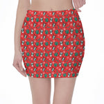Christmas Cow Pattern Print Pencil Mini Skirt