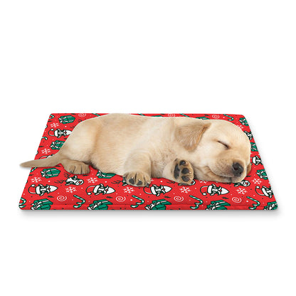 Christmas Cow Pattern Print Pet Cooling Mat Cover