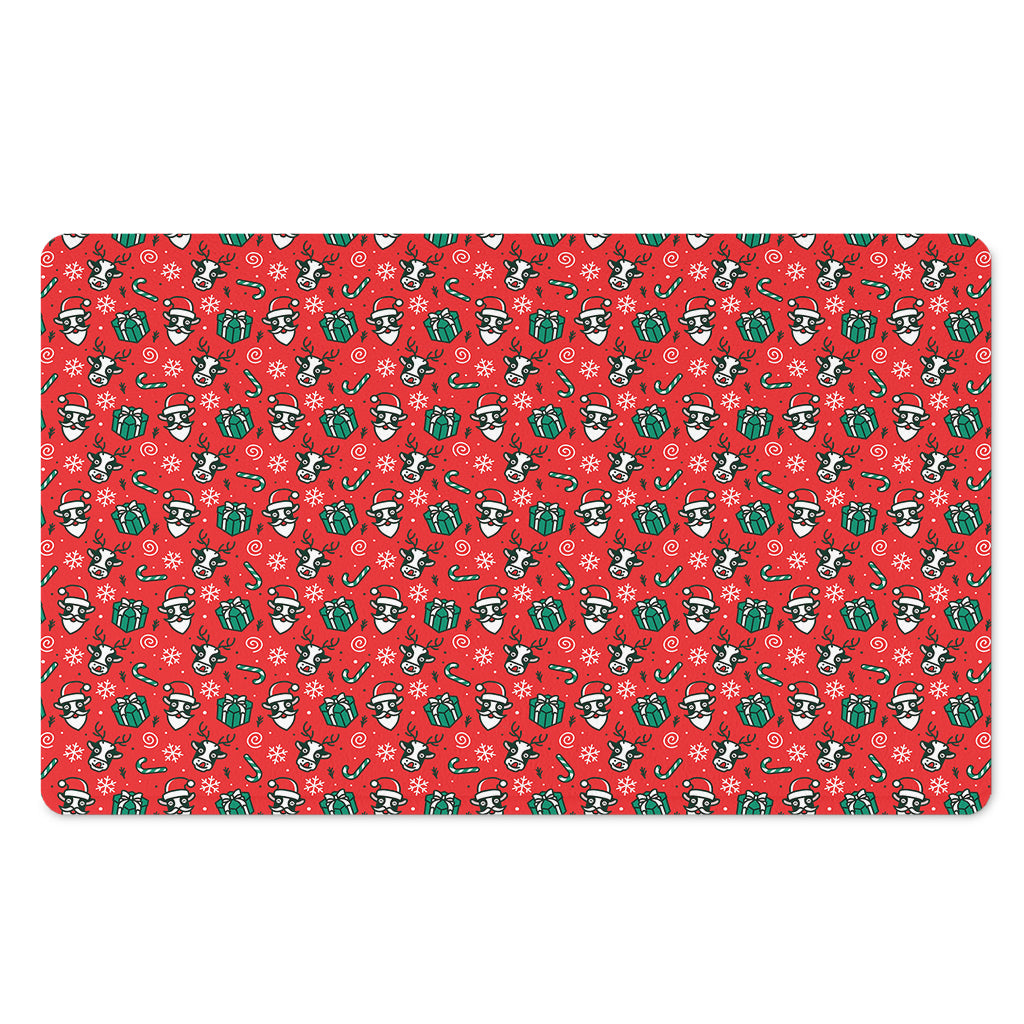 Christmas Cow Pattern Print Polyester Doormat