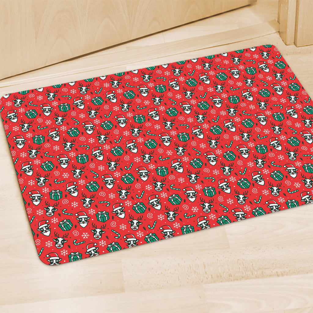 Christmas Cow Pattern Print Polyester Doormat
