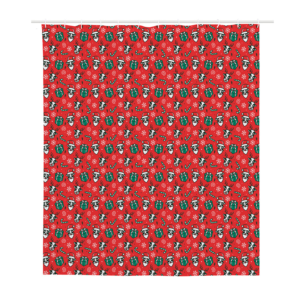 Christmas Cow Pattern Print Polyester Shower Curtain