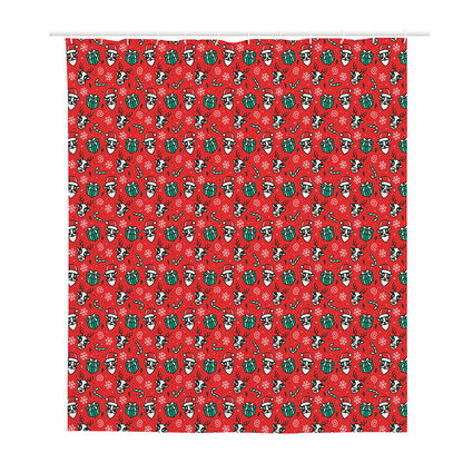 Christmas Cow Pattern Print Polyester Shower Curtain