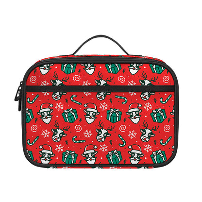 Christmas Cow Pattern Print Portable Lunch Bag