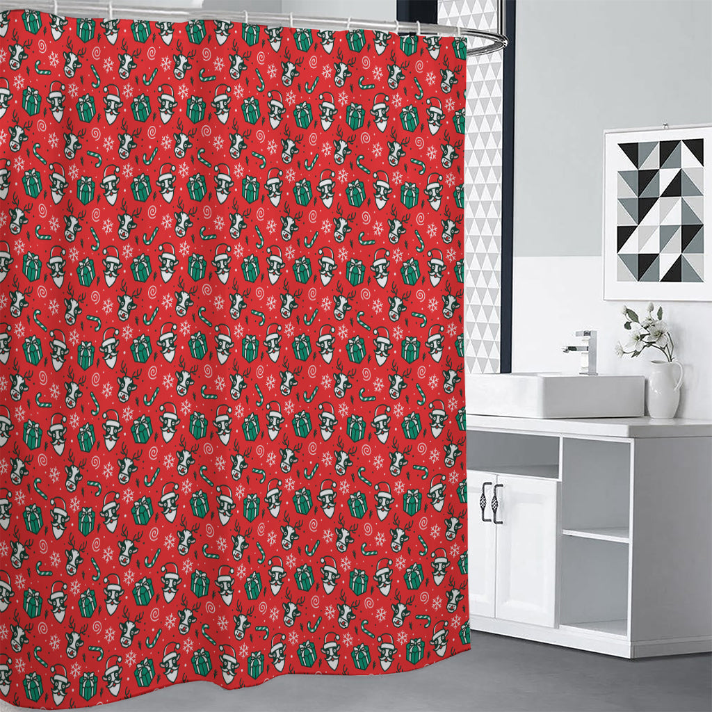 Christmas Cow Pattern Print Premium Shower Curtain