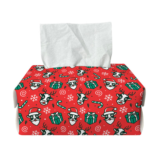 Christmas Cow Pattern Print Rectangle Tissue Box Cover