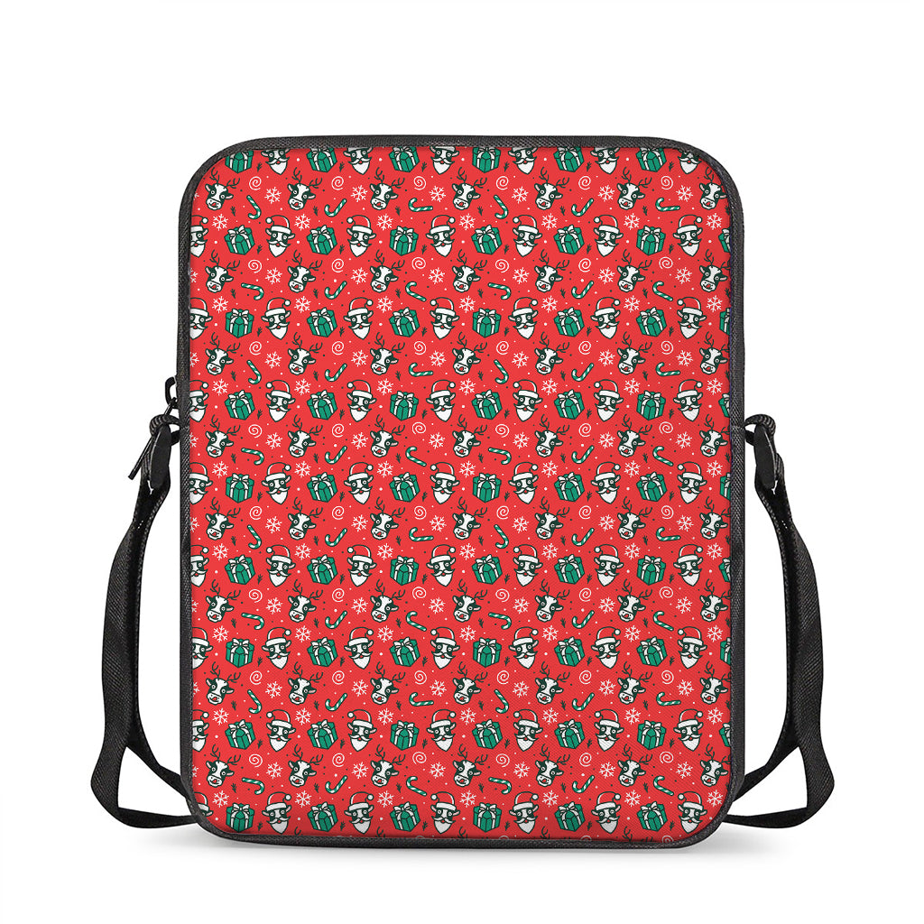 Christmas Cow Pattern Print Rectangular Crossbody Bag