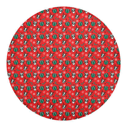 Christmas Cow Pattern Print Round Blanket