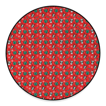Christmas Cow Pattern Print Round Floor Mat