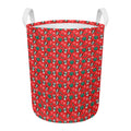 Christmas Cow Pattern Print Round Laundry Basket