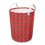 Christmas Cow Pattern Print Round Laundry Basket
