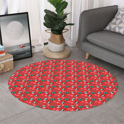 Christmas Cow Pattern Print Round Rug