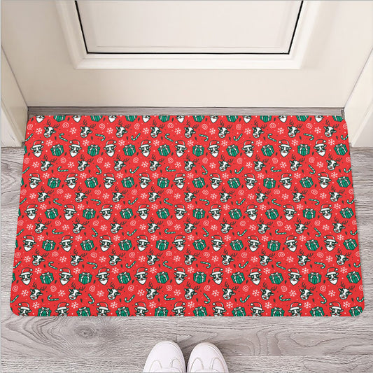 Christmas Cow Pattern Print Rubber Doormat