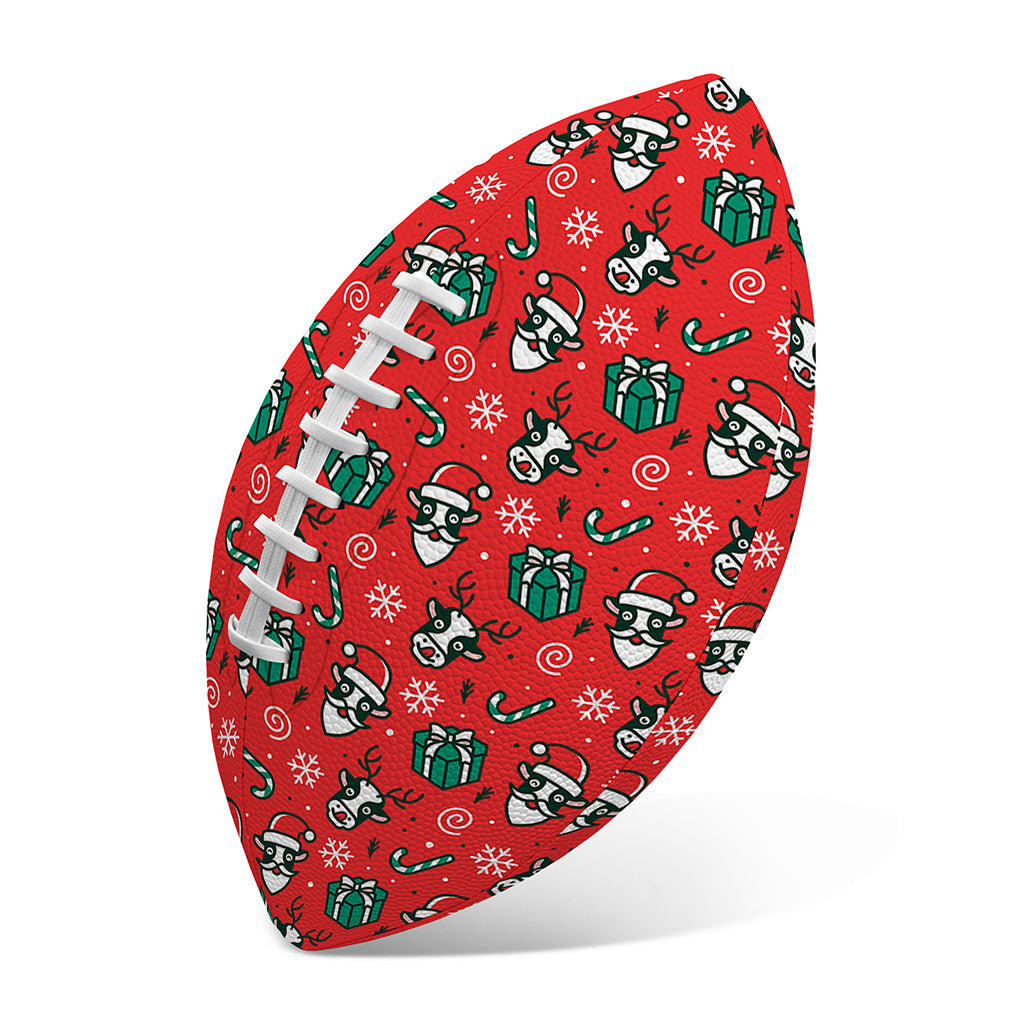 Christmas Cow Pattern Print Rugby Ball