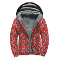 Christmas Cow Pattern Print Sherpa Lined Zip Up Hoodie