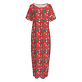 Christmas Cow Pattern Print Short Sleeve Long Nightdress