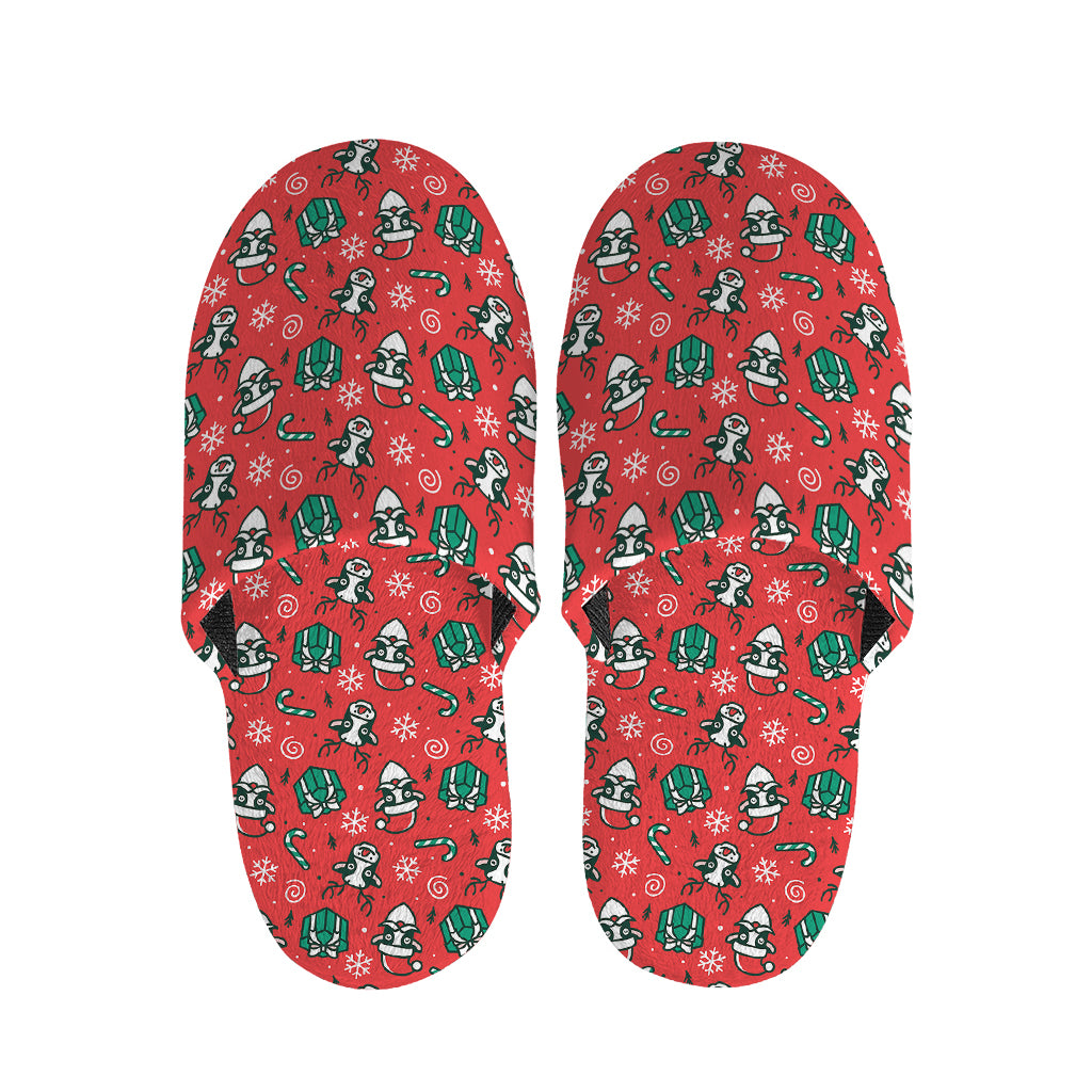 Christmas Cow Pattern Print Slippers
