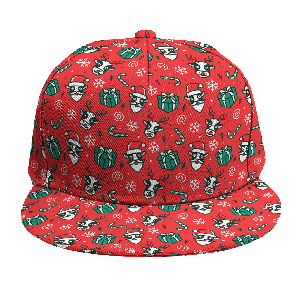 Christmas Cow Pattern Print Snapback Cap