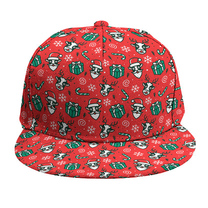 Christmas Cow Pattern Print Snapback Cap