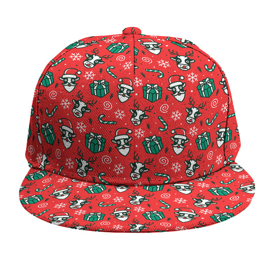 Christmas Cow Pattern Print Snapback Cap