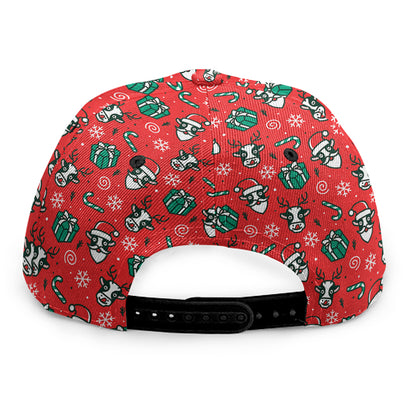 Christmas Cow Pattern Print Snapback Cap