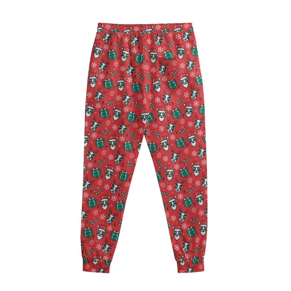Christmas Cow Pattern Print Sweatpants