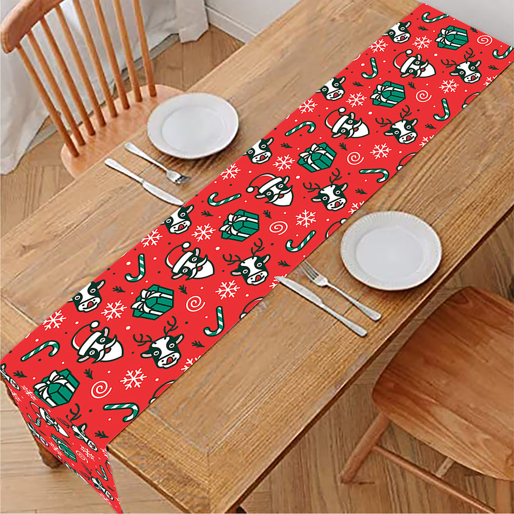 Christmas Cow Pattern Print Table Runner