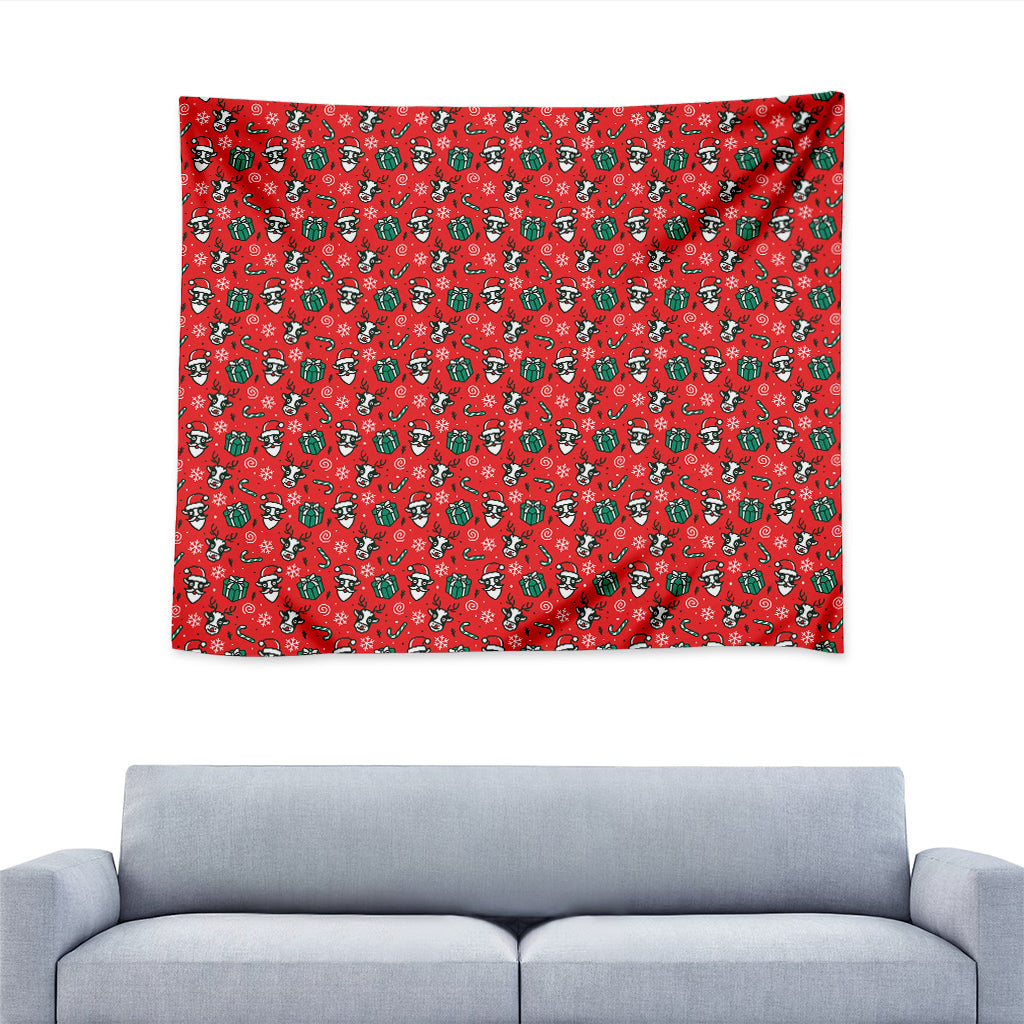 Christmas Cow Pattern Print Tapestry