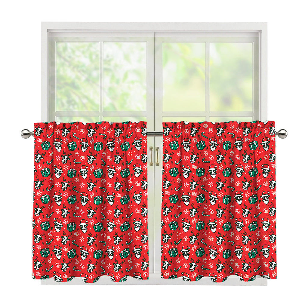 Christmas Cow Pattern Print Tier Curtains