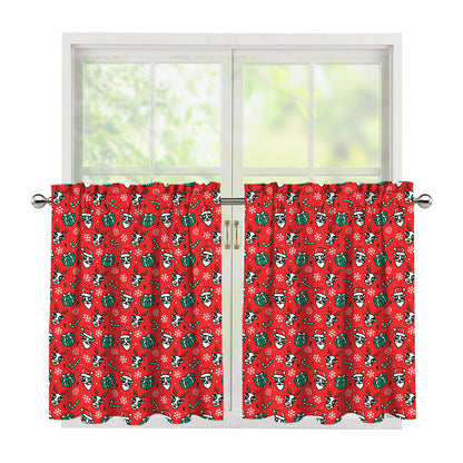 Christmas Cow Pattern Print Tier Curtains