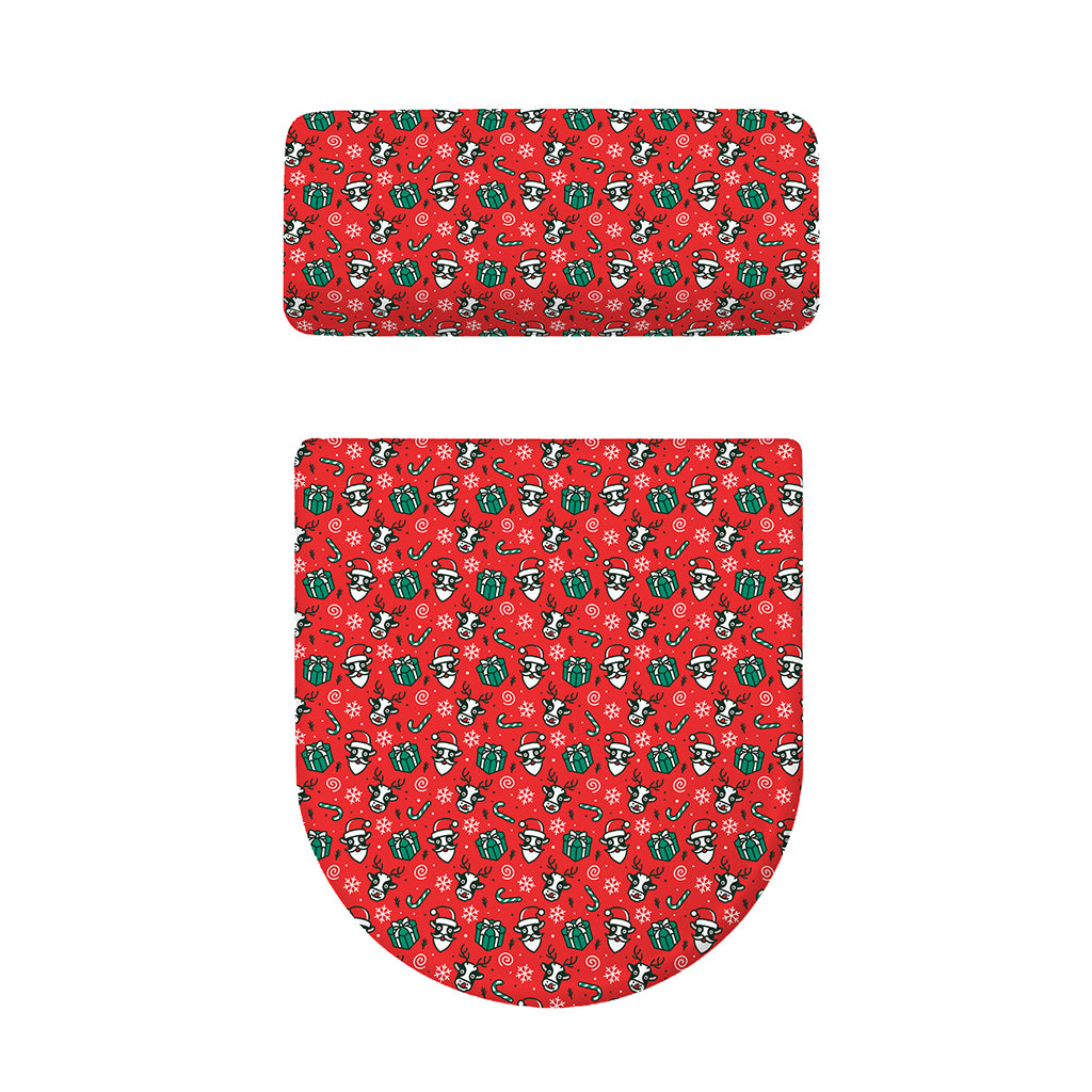 Christmas Cow Pattern Print Toilet Lid And Tank Cover Set
