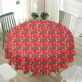 Christmas Cow Pattern Print Waterproof Round Tablecloth