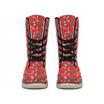 Christmas Cow Pattern Print Winter Boots
