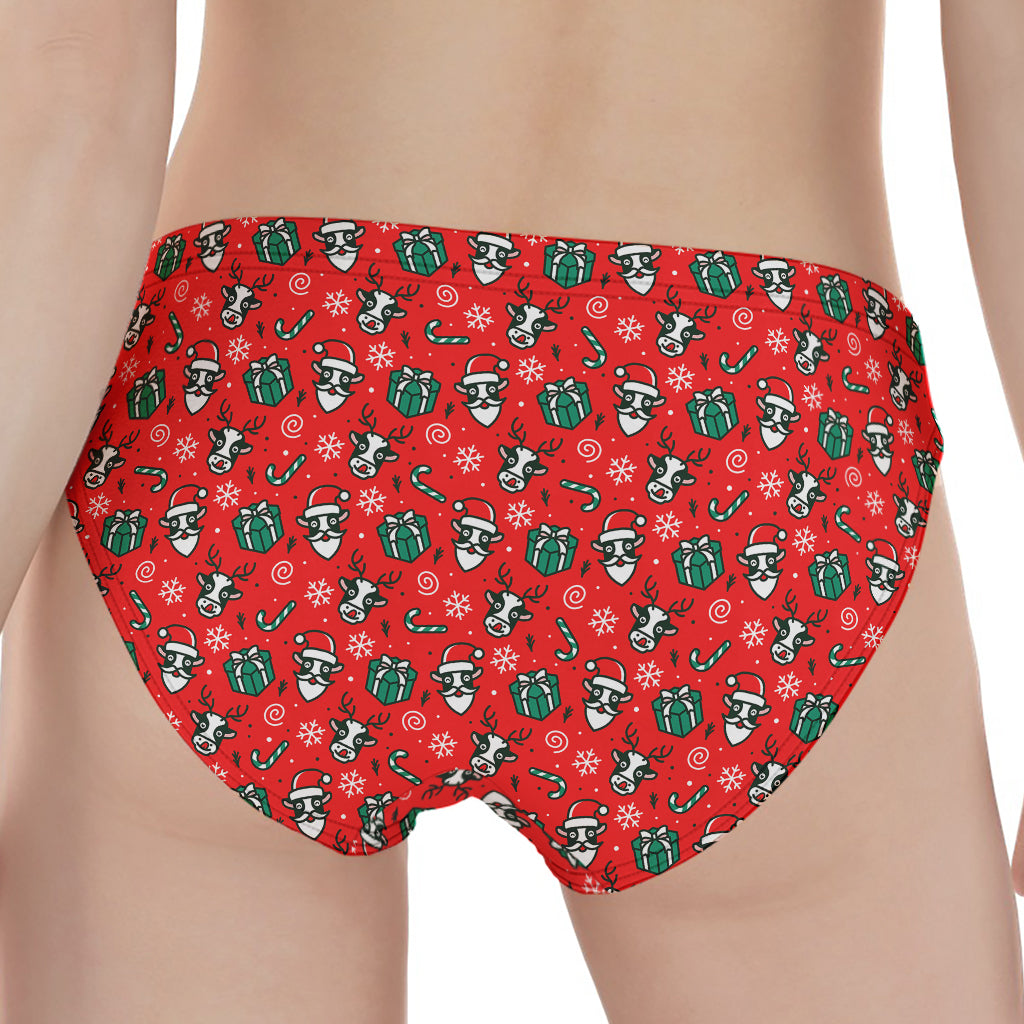 Christmas Cow Pattern Print Women's Panties