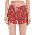 Christmas Cow Pattern Print Women's Split Running Shorts
