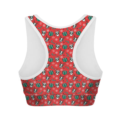 Christmas Cow Pattern Print Women's Sports Bra