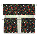 Christmas Decorations Pattern Print 3 Piece Kitchen Curtains