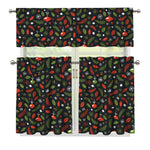 Christmas Decorations Pattern Print 3 Piece Kitchen Curtains