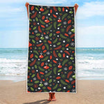Christmas Decorations Pattern Print Beach Towel