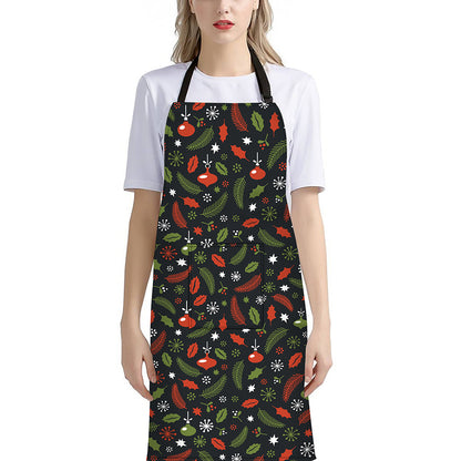 Christmas Decorations Pattern Print Bib Apron With Pocket