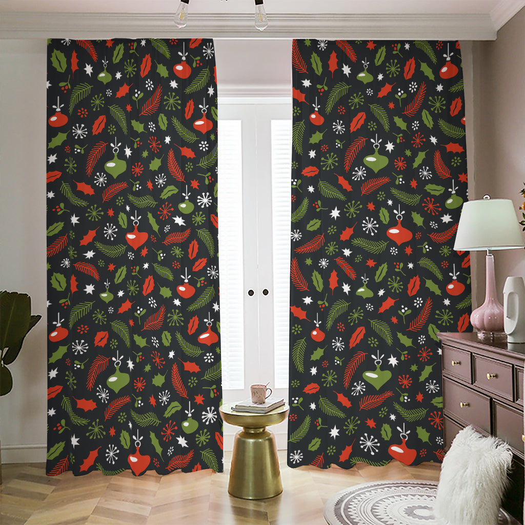 Christmas Decorations Pattern Print Blackout Pencil Pleat Curtains