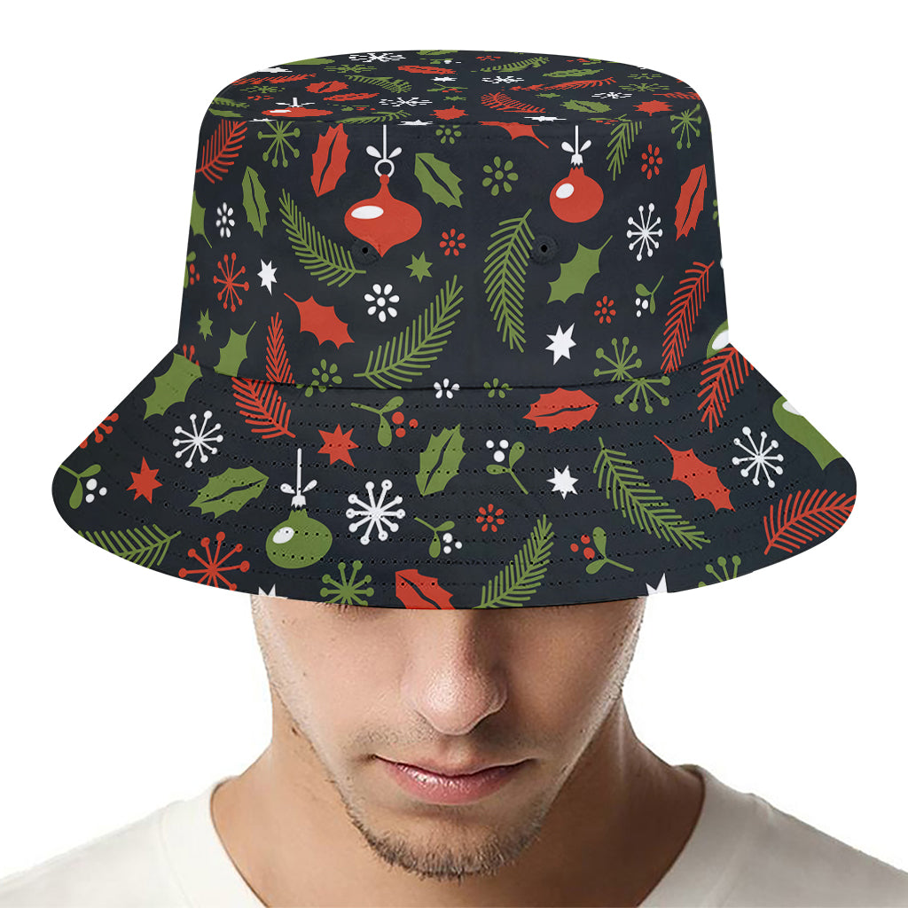 Christmas Decorations Pattern Print Bucket Hat