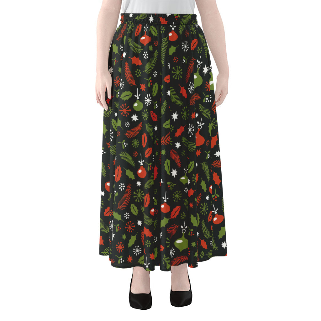 Christmas Decorations Pattern Print Chiffon Maxi Skirt