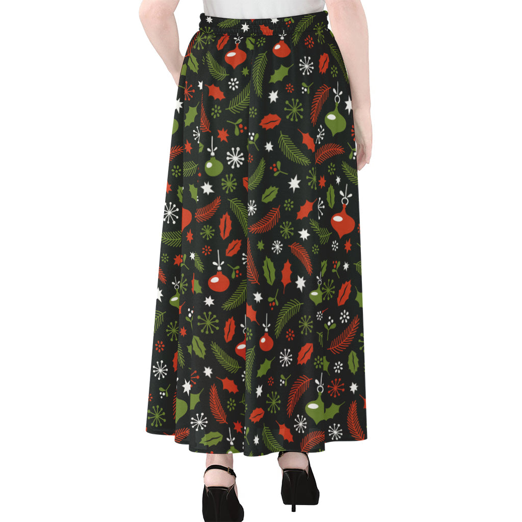 Christmas Decorations Pattern Print Chiffon Maxi Skirt