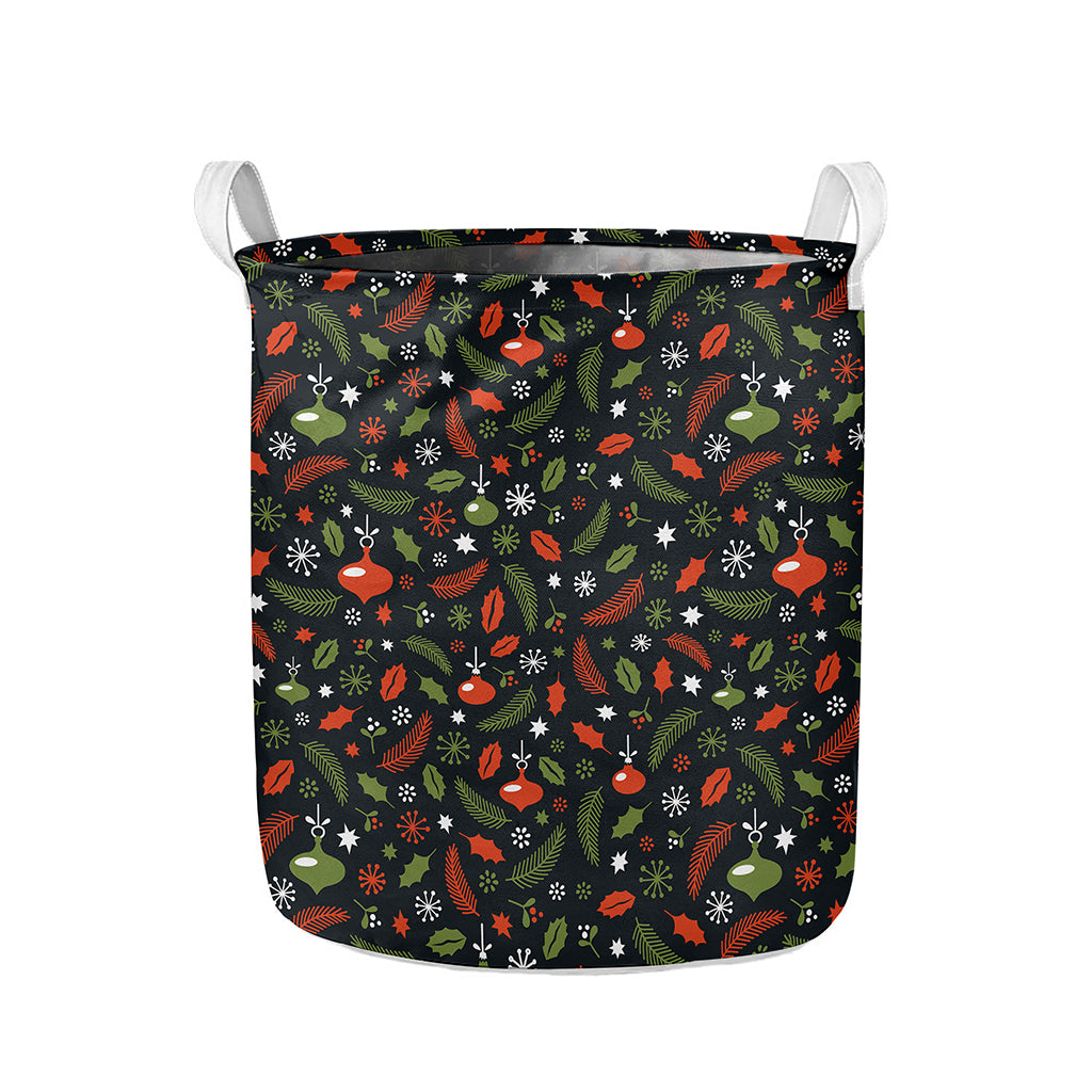 Christmas Decorations Pattern Print Collapsible Laundry Basket