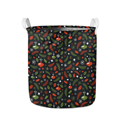 Christmas Decorations Pattern Print Collapsible Laundry Basket