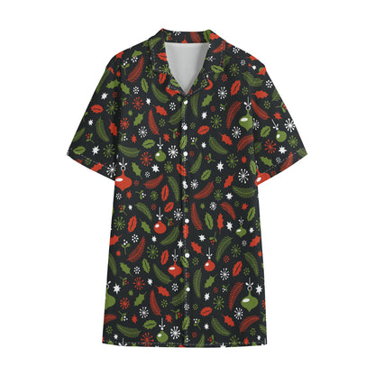 Christmas Decorations Pattern Print Cotton Hawaiian Shirt