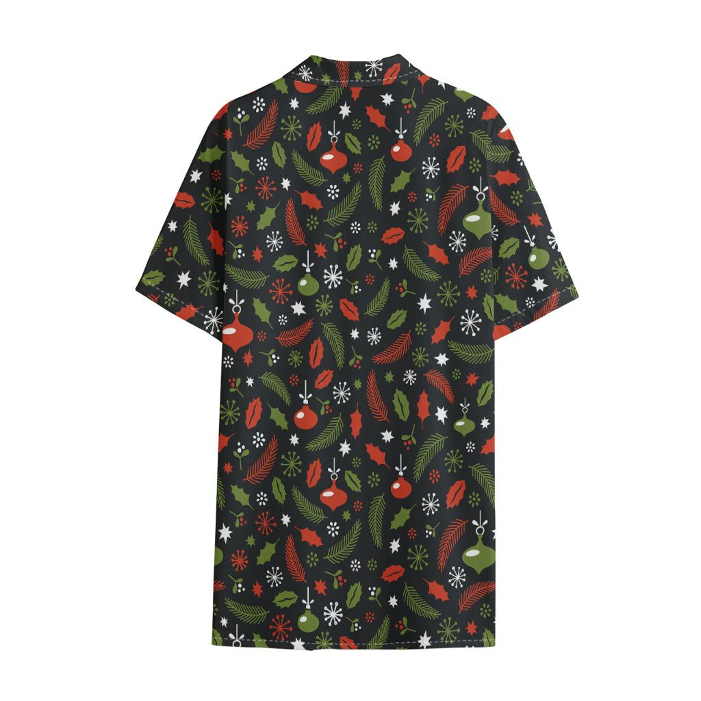 Christmas Decorations Pattern Print Cotton Hawaiian Shirt